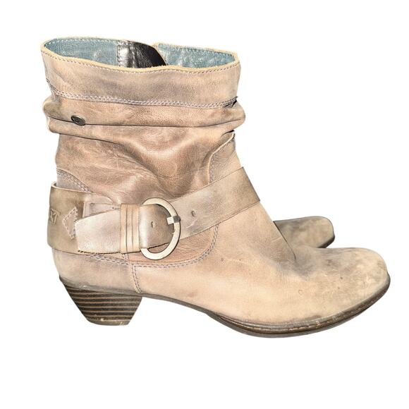 Pikolinos Brujas Ankle Boots Women's Size 9 Taupe Leather Side Zip Shoe Buckle - Picture 3 of 7